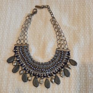 Chico's Silver and Blue Layered Necklace